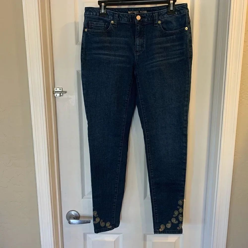 Michael Kors Izzy Skinny Jeans with Gold Design